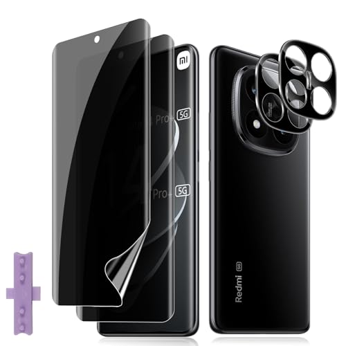 Lutree für Xiaomi Redmi Note 14 Pro Plus 5G Sichtschutz Schutzfolie, 2+2 Stück Anti-Spähen Schutzfolie + Kameraschutz Folie (Schwarz), TPU-Folie HD Privacy Anti-Spy Displayschutz Displayfolie von Lutree
