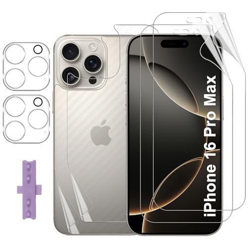 Lutree für iPhone 16 Pro Max Schutzfolie, 2+2+2 Stück Displayschutzfolie + Rückseitenfolie + Kameraschutz für Panzerglas, TPU Folie HD Displayfolie Anti- Kratzer Displayschutz Lutree für iPhone 16 Pro Max Schutzfolie, 2+2+2 Stück Displayschutzfolie + Rückseitenfolie + Kameraschutz für Panzerglas, TPU Folie HD Displayfolie Anti- Kratzer Displayschutz von Lutree