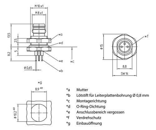 Lutronic 1225 Sensor-/Aktor-Einbausteckverbinder M8 Stecker, Einbau Polzahl: 4 1St. von Lutronic