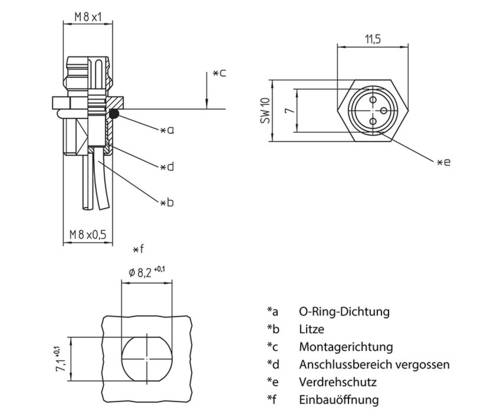 Lutronic 1227 Sensor-/Aktor-Einbausteckverbinder M8 Stecker, Einbau 0.50m Polzahl: 4 1St. von Lutronic