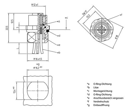 Lutronic 1231 Sensor-/Aktor-Einbausteckverbinder M12 Stecker, Einbau 0.50m Polzahl: 4 1St. von Lutronic