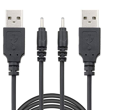 USB auf DC 2.0 mm Kabel, 1 m, USB 2.0 Typ A Stecker auf DC 2.0 mmx0.6 mm 5 Volt DC Barrel Jack Power Adapter Connector Ladekabel zum Aufladen von Handys, Kopfhörern, Spielzeug (schwarz, 2 Stück) von Luventg