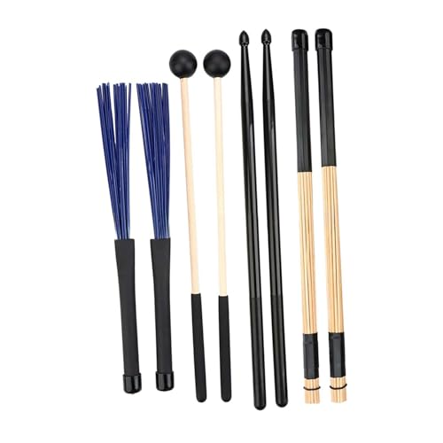 Luwecf Drum Sticks Mallets Pinsel Set Anti Slip für Akustische Anfänger Rockband von Luwecf