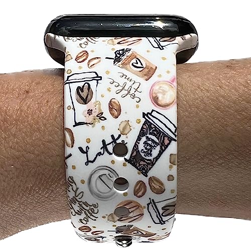 Lux Bands Bedrucktes Uhrenarmband, kompatibel mit Apple Watch, 38 mm, 40 mm, 41 mm, 42 mm, 44 mm, 45 mm, Silikon, Ersatz für iWatch Serie 8 7 6 5 4 3 2 1 SE (38–41 mm, Größe S/M, Kaffeebraun) von Lux Bands