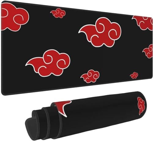 Luxioo Mousepad XXL 1000x500x3mm Gaming Mause Pad Schwarz Rot Wolken Mauspad Groß - Vernähte Kanten - rutschfest - Einer speziellen Oberfläche verbessert Geschwindigkeit und Präzision von Luxioo