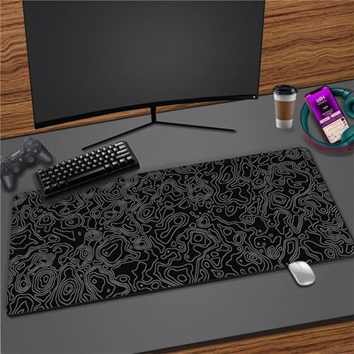 Luxioo Mousepad XXL 1000x500x3mm Gaming Mause Pad Schwarz Topographisch Mauspad Groß - Vernähte Kanten - rutschfest - Einer speziellen Oberfläche verbessert Geschwindigkeit und Präzision von Luxioo