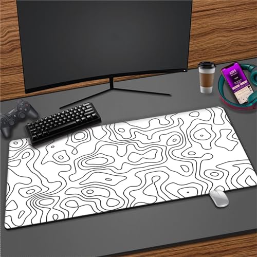 Luxioo Mousepad XXL 1000x500x3mm Gaming Mause Pad Weiß Topografisch Mauspad Groß - Vernähte Kanten - rutschfest - Einer speziellen Oberfläche verbessert Geschwindigkeit und Präzision von Luxioo