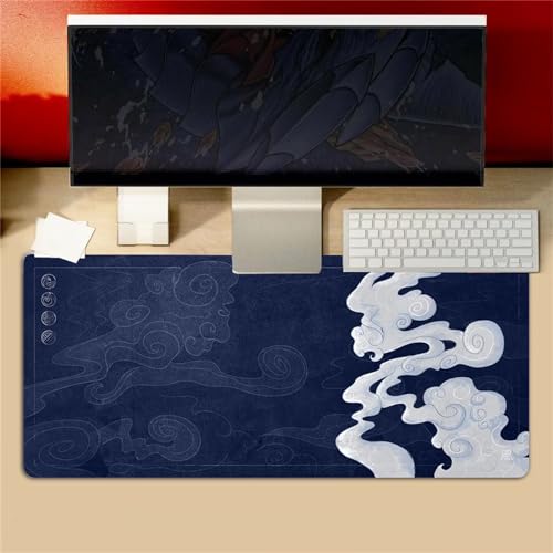 Luxioo Mousepad XXL 1200x600x3mm Gaming Mause Pad Blau Weiß Mauspad Groß - Vernähte Kanten - rutschfest - Einer speziellen Oberfläche verbessert Geschwindigkeit und Präzision von Luxioo