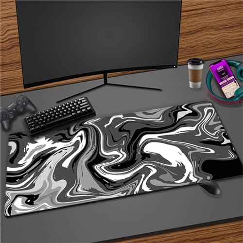 Luxioo Mousepad XXL 600x400x3mm Gaming Mause Pad Schwarz Grau Weiß Mauspad Groß - Vernähte Kanten - rutschfest - Einer speziellen Oberfläche verbessert Geschwindigkeit und Präzision von Luxioo