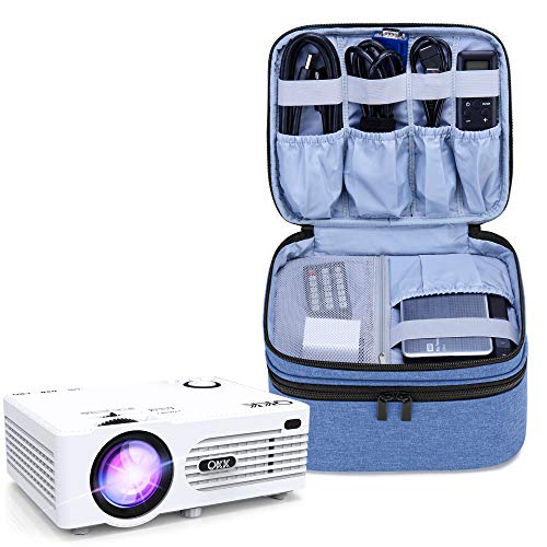 Luxja Beamertasche für Mini Beamer, Projektor Tasche Kompatibel mit APEMAN, QKK, DR.Q und Andere Mini- Beamer und Zubehör, 23 cm x 19 cm x 10 cm, Blau von Luxja