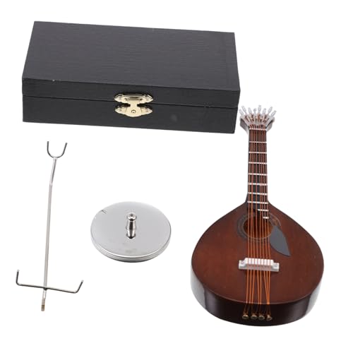 Luxshiny 1 Satz Portugiesisches Gitarrenmodell winzig Miniatur Mini-Gitarre gitarrenmodell Dekoration von Musikinstrumentenmodellen Gitarrenstütze Mini-Musikinstrument hölzern Kaffee von Luxshiny