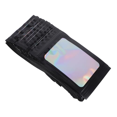 Luxshiny 100 Stück Bunter Druckverschlussbeutel mit Fenster Wiederverschließbare Beutel für kleine Unternehmen Verpackungsbeutel für kleine Unternehmen Polyesterfolie Black von Luxshiny
