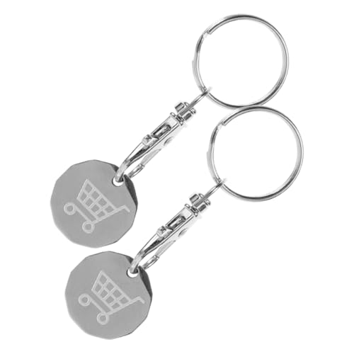 Luxshiny 2 Stück Einkaufswagen-Token Metalltrolley -Token Keyrings Einkaufswagenchips Einkaufswagenchip als Schlüsselanhänger Einkaufswagen Schlüssel Rostfreier Stahl Silber von Luxshiny