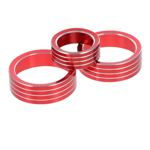 Luxshiny 3 Stück Knopfabdeckungszubehör Auto-Schaltknauf-Abdeckung auto ac knopf ring Klimaanlagenknöpfe Klimaanlagenknopfring Aluminiumlegierung rot von Luxshiny