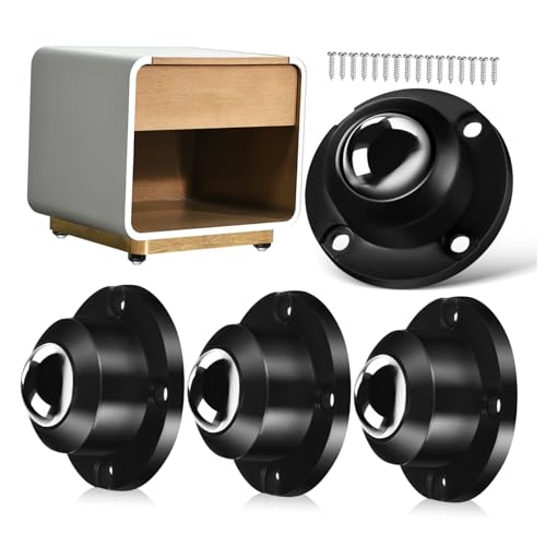 Luxshiny 4 Stück Universal-Riemenscheibe schwenken Selbstklebend Gerät Aluminium Rad Rollen kleine Räder für Möbel Aufsteckbare Räder für Moppeimer Möbelräder Abs Black von Luxshiny