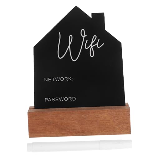 Luxshiny Netzwerkkennwortzeichen WLAN-Muster-Passwort-Zeichen hölzerne löschbare WLAN -Zeichen Hausform WiFi -Zeichen löschbares WLAN-Schild Tafelkennwortzeichen Abs Black von Luxshiny