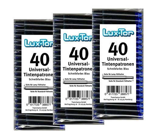 Luxtor Universal Tintenpatronen für Lamy Herlitz Pelikan Reform Online/blau (120 St.) von Luxtor