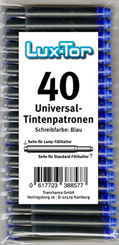 Luxtor Universal Tintenpatronen für Lamy Herlitz Pelikan Reform Online/blau (40 St.) von Luxtor