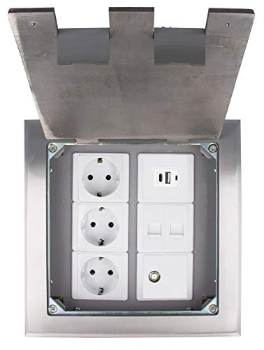 Bodentank Einbausteckdose 6 Fach mit LIVOLO VDE Steckdose Netzwerk Sat AC Dose versenkbar Bodentank HTD-210KP Bodentank Einbausteckdose 6 Fach mit LIVOLO VDE Steckdose Netzwerk Sat AC Dose versenkbar Bodentank HTD-210KP von Luxus-Time