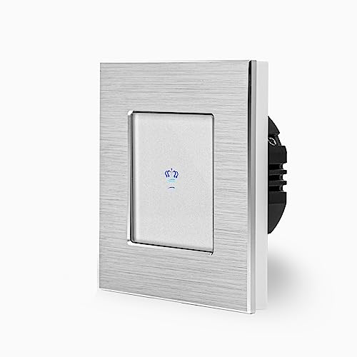 KRONE einfacher Touch Dimmer Lichtschalter Ein/Aus dimmbar 1-Fach im Aluminiumrahmen in weiß 1-Weg Glas Berührungs Wandschalter zum dimmen einer Leuchte, Lampe Luxus-Time KRONE einfacher Touch Dimmer Lichtschalter Ein/Aus dimmbar 1-Fach im Aluminiumrahmen in weiß 1-Weg Glas Berührungs Wandschalter zum dimmen einer Leuchte, Lampe Luxus-Time von Luxus-Time