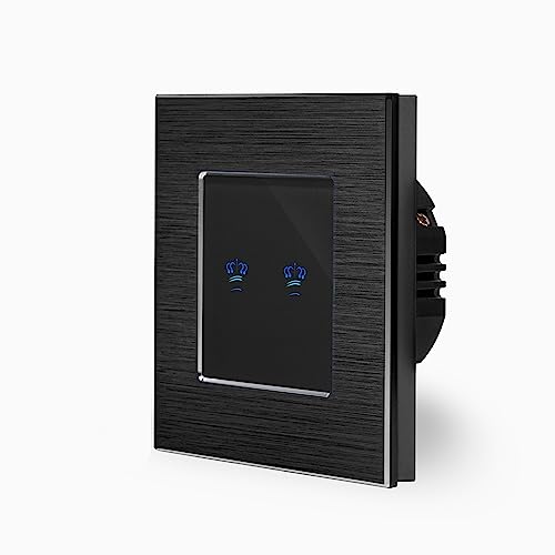 KRONE zweifacher Touch Dimmer Lichtschalter Ein/Aus 1-Fach im Aluminiumrahmen in schwarz 2-Weg Glas Berührungs Serienlichtschalter Wandschalter zum dimmen zweier Leuchten, Lampen Luxus-Time KRONE zweifacher Touch Dimmer Lichtschalter Ein/Aus 1-Fach im Aluminiumrahmen in schwarz 2-Weg Glas Berührungs Serienlichtschalter Wandschalter zum dimmen zweier Leuchten, Lampen Luxus-Time von Luxus-Time