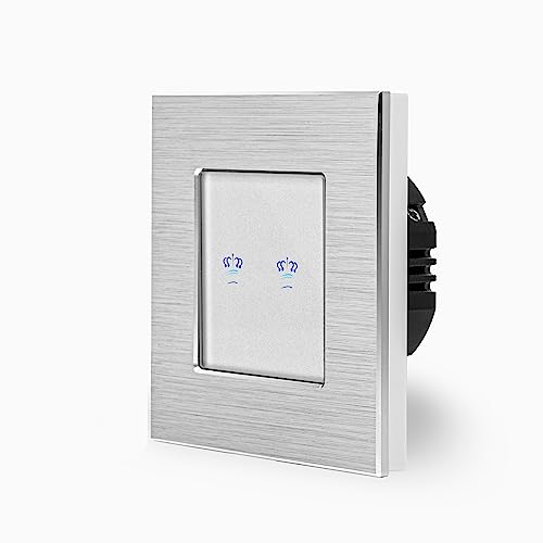 KRONE zweifacher Touch Dimmer Lichtschalter Ein/Aus 1-Fach im Aluminiumrahmen in weiß 2-Weg Glas Berührungs Serienlichtschalter Wandschalter zum dimmen zweier Leuchten, Lampen Luxus-Time KRONE zweifacher Touch Dimmer Lichtschalter Ein/Aus 1-Fach im Aluminiumrahmen in weiß 2-Weg Glas Berührungs Serienlichtschalter Wandschalter zum dimmen zweier Leuchten, Lampen Luxus-Time von Luxus-Time