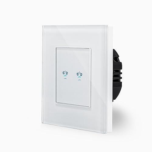 KRONE zweifacher Touch Dimmer Lichtschalter Ein/Aus 1-Fach im Glasrahmen in weiß 2-Weg Glas Berührungs Serienlichtschalter Wandschalter zum dimmen zweier Leuchten, Lampen Luxus-Time KRONE zweifacher Touch Dimmer Lichtschalter Ein/Aus 1-Fach im Glasrahmen in weiß 2-Weg Glas Berührungs Serienlichtschalter Wandschalter zum dimmen zweier Leuchten, Lampen Luxus-Time von Luxus-Time
