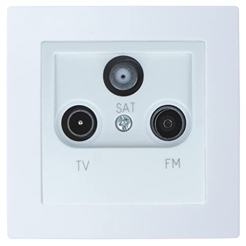 LINA TV & SAT & Radio Dose für Unterputz Antenne WEIß mit Glasrahmen H1-D63TFS Komplettset UP Stecker Wandsteckdose einfach Glas Rahmen LINA TV & SAT & Radio Dose für Unterputz Antenne WEIß mit Glasrahmen H1-D63TFS Komplettset UP Stecker Wandsteckdose einfach Glas Rahmen von Luxus-Time