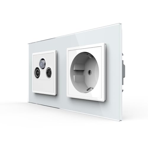 LIVOLO Doppelte Steckdose mit SAT TV FM Anschluss Antennendose Enddose Fernsehranschluss Radio UKW Kabel Anschluss digital/analog Unterputz Einbau 2-Fach Rahmen in Weiß VL-78786/C1EU-11-A LIVOLO Doppelte Steckdose mit SAT TV FM Anschluss Antennendose Enddose Fernsehranschluss Radio UKW Kabel Anschluss digital/analog Unterputz Einbau 2-Fach Rahmen in Weiß VL-78786/C1EU-11-A von Luxus-Time
