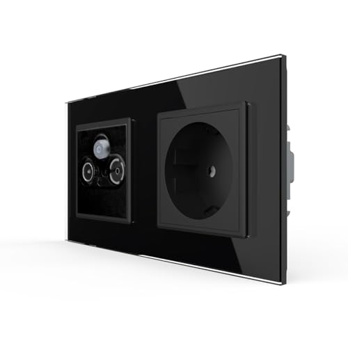 LIVOLO Doppelte Steckdose mit SAT TV FM Anschluss Antennendose Enddose Fernsehranschluss Radio UKW Kabel Anschluss digital/analog Unterputz Einbau 2-Fach Rahmen in schwarz VL-78786/C1EU-12-A LIVOLO Doppelte Steckdose mit SAT TV FM Anschluss Antennendose Enddose Fernsehranschluss Radio UKW Kabel Anschluss digital/analog Unterputz Einbau 2-Fach Rahmen in schwarz VL-78786/C1EU-12-A von Luxus-Time