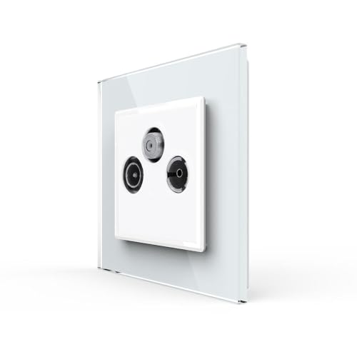 LIVOLO Touch Sensor Lichtschalter und Steckdosen Einbau USB RJ45 Bluetooth Lautsprecher Glas Wandschalter Kombinationen mehrfach Blenden Glas (3-fache Anschlussdose TV/FM/SAT, 1-Fach) von Luxus-Time