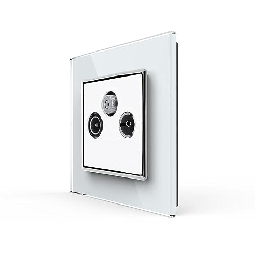 LIVOLO dreifache TV Fernseher/FM Radio/SAT Satelliten Anschlussdose für eine Unterputzdose Multimediadose Kabel mit Glasrahmen in Weiß LIVOLO dreifache TV Fernseher/FM Radio/SAT Satelliten Anschlussdose für eine Unterputzdose Multimediadose Kabel mit Glasrahmen in Weiß von Luxus-Time