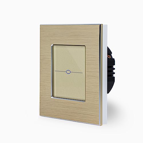 LUX einfacher Touch Dimmer Lichtschalter Ein/Aus dimmbar 1-Fach im Aluminiumrahmen in Gold 1-Weg Glas Berührungs Wandschalter zum dimmen einer Leuchte, Lampe Luxus-Time LUX einfacher Touch Dimmer Lichtschalter Ein/Aus dimmbar 1-Fach im Aluminiumrahmen in Gold 1-Weg Glas Berührungs Wandschalter zum dimmen einer Leuchte, Lampe Luxus-Time von Luxus-Time