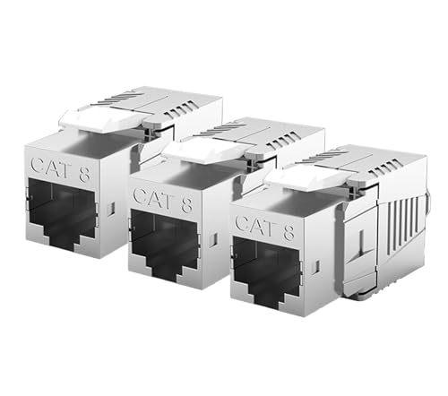 Luxus-Time CAT8 Keystone Jack LSA RJ45 Einbaubuchse STP geschirmt Patchkabel Verlegekabel Kupplung vollgeschirmt Ethernet Anschluss Netzwerk Modular Schneidklemme (3) von Luxus-Time