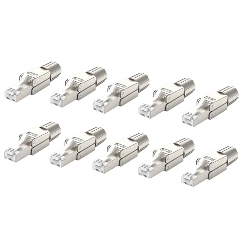 Luxus-Time Netzwerkanschluss CAT 7 Netzwerkstecker RJ45 werkzeuglos für Verlegekabel Installationskabel Netzwerkkabel AWG22 Stecker Ethernet LAN Geschirmter Stecker (10) von Luxus-Time