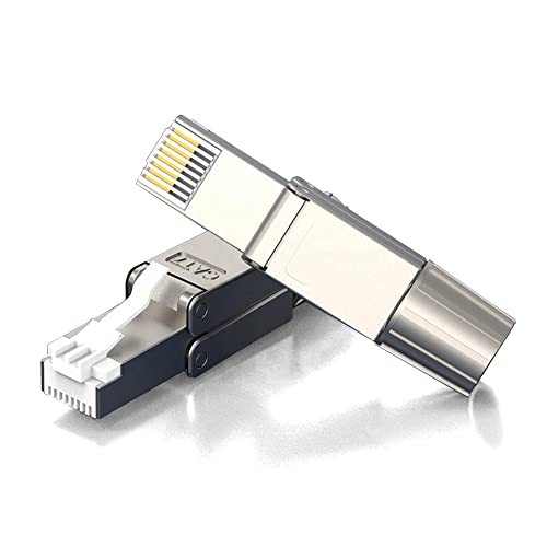 Luxus-Time Netzwerkanschluss CAT 7 Netzwerkstecker RJ45 werkzeuglos für Verlegekabel Installationskabel Netzwerkkabel AWG22 Stecker Ethernet LAN Geschirmter Stecker (2) von Luxus-Time