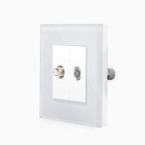 Luxus-Time doppelte SAT TV Dose im einfachen Design Glasrahmen DE Unterputzdose Einbau Antennendose 2-Fach für Satellit und Fernseher Anschluss 2 Ausgänge Enddose in Weiß LXBG1-LX-SAT-TV-11 Luxus-Time doppelte SAT TV Dose im einfachen Design Glasrahmen DE Unterputzdose Einbau Antennendose 2-Fach für Satellit und Fernseher Anschluss 2 Ausgänge Enddose in Weiß LXBG1-LX-SAT-TV-11 von Luxus-Time