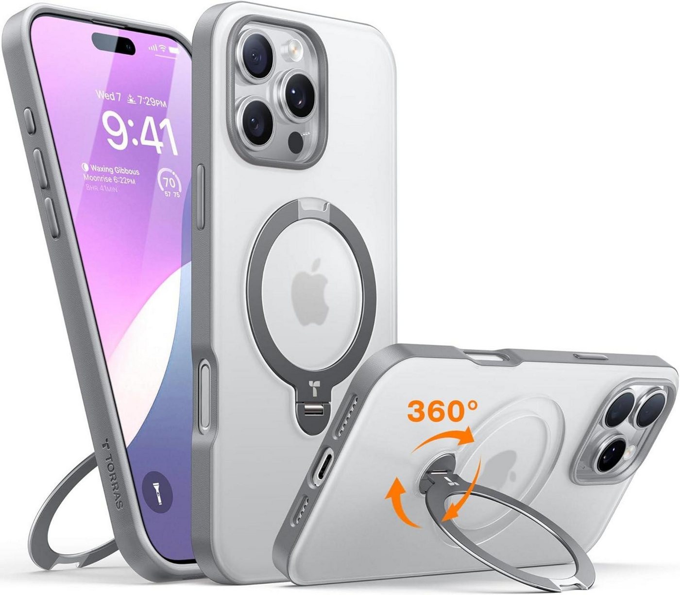 LuxusKollektion Displayschutzfolie 360° Ostand Spin MagSafe Hülle iPhone 16 Pro Max Militärschutz Matt LuxusKollektion Displayschutzfolie 360° Ostand Spin MagSafe Hülle iPhone 16 Pro Max Militärschutz Matt von LuxusKollektion