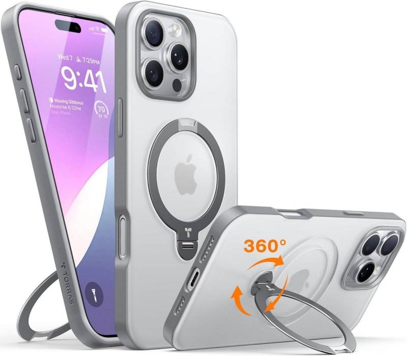 LuxusKollektion Displayschutzfolie 360° Ostand Spin MagSafe Hülle iPhone 16 Pro Max Militärschutz Matt von LuxusKollektion