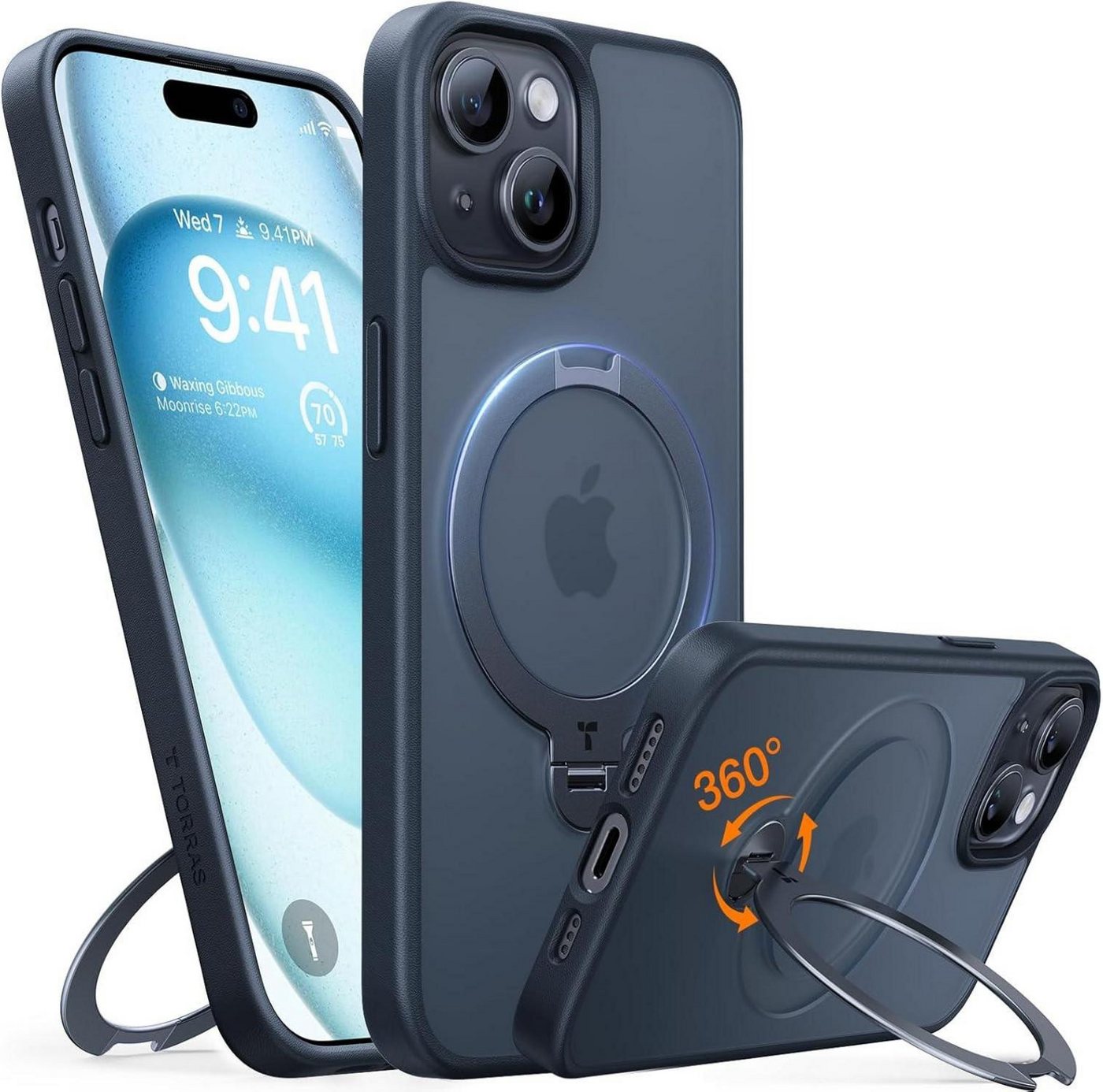 LuxusKollektion Displayschutzfolie 360° Ostand Spin iPhone 15 Hülle Schwarz Militärschutz Matt Samtweiche LuxusKollektion Displayschutzfolie 360° Ostand Spin iPhone 15 Hülle Schwarz Militärschutz Matt Samtweiche von LuxusKollektion