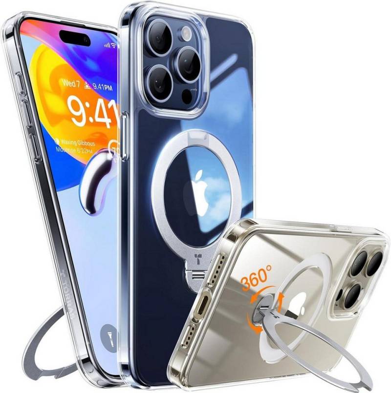 LuxusKollektion Displayschutzfolie 360° Ostand Spin iPhone 15 Pro Hülle Diamant-Klar Militärschutz von LuxusKollektion