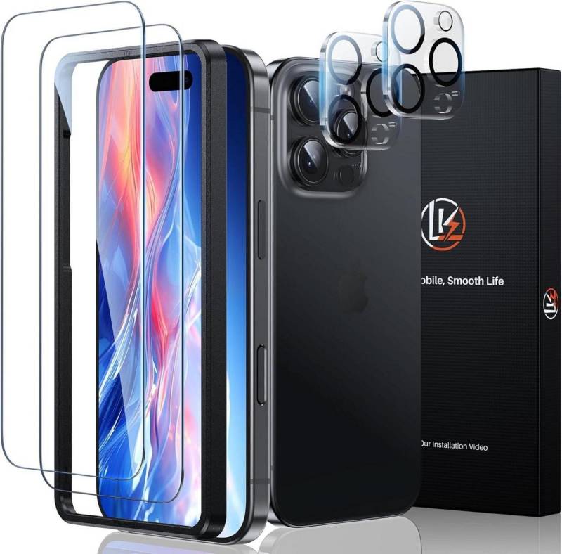 LuxusKollektion Displayschutzfolie Schutzfolie iPhone 16 Pro Panzer Glas 2x Kamerafolie 9H HD von LuxusKollektion