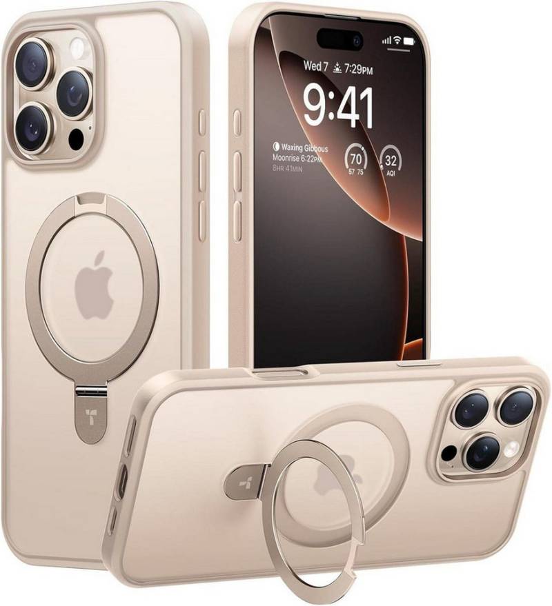 LuxusKollektion Displayschutzfolie iPhone 16 Pro Max Hülle MagSafe Ständer Militärischer Schutz Gold von LuxusKollektion