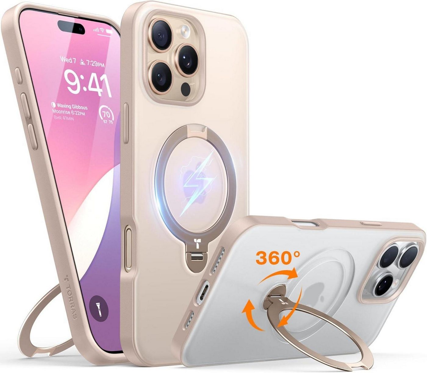 LuxusKollektion Displayschutzglas 360° Ostand Spin iPhone 16 Pro Hülle für Magsafe Militärschutz Gold LuxusKollektion Displayschutzglas 360° Ostand Spin iPhone 16 Pro Hülle für Magsafe Militärschutz Gold von LuxusKollektion