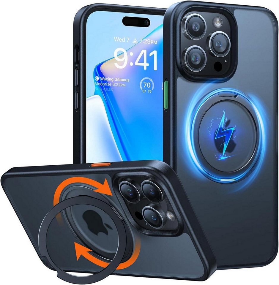 LuxusKollektion Displayschutzglas Magnetische Ring Ständer für iPhone 14 Pro Max Hülle MagSafe Schwarz LuxusKollektion Displayschutzglas Magnetische Ring Ständer für iPhone 14 Pro Max Hülle MagSafe Schwarz von LuxusKollektion