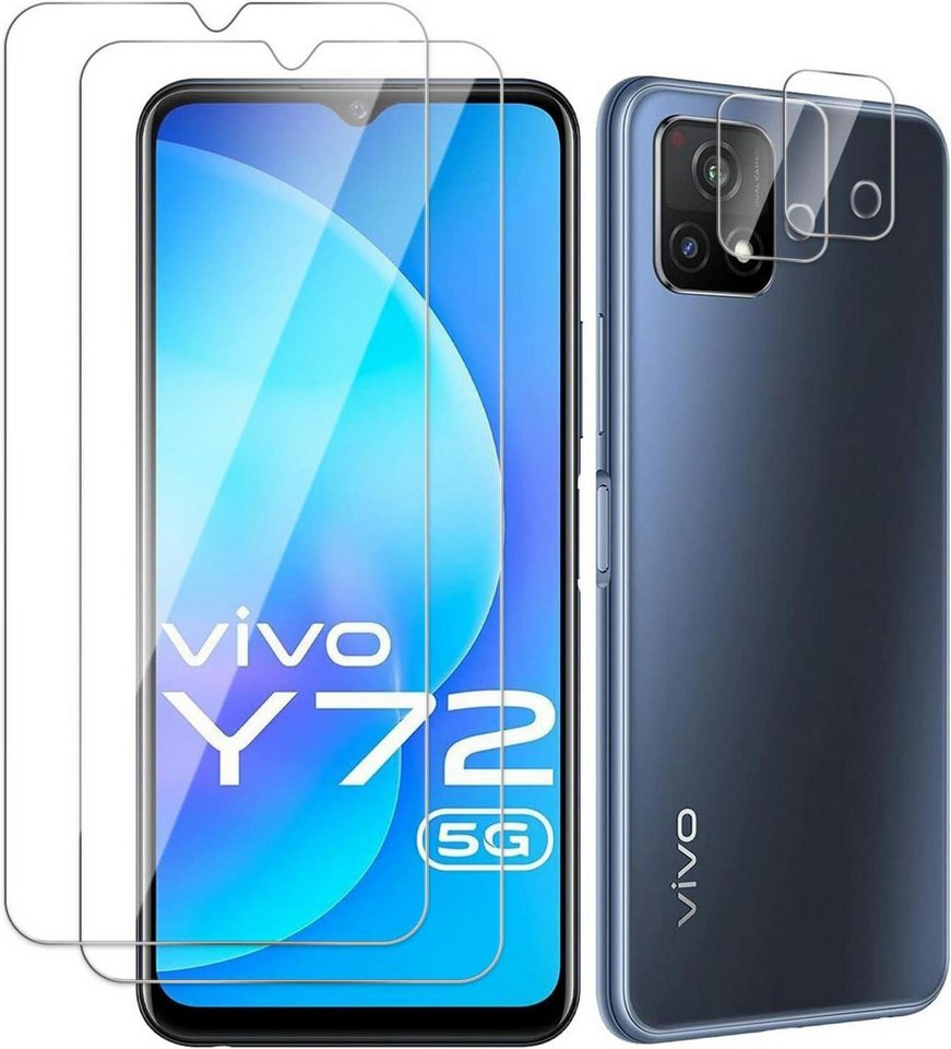LuxusKollektion Displayschutzglas Schutzfolie OPPO A72 2x Gehärtetes Glas Displayschutz Kamera Panzer HD von LuxusKollektion