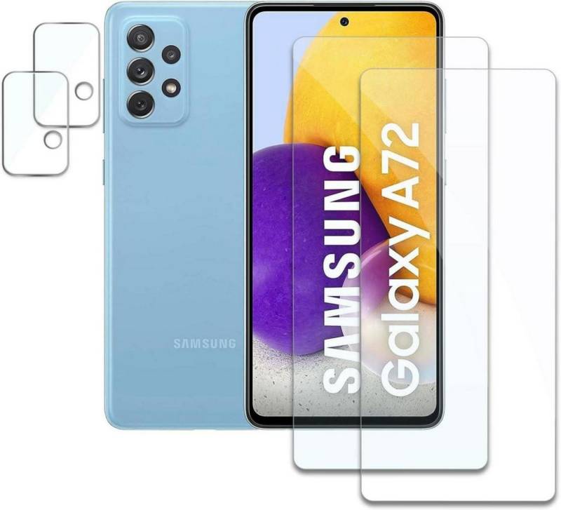 LuxusKollektion Displayschutzglas Schutzfolie Samsung Galaxy A72: 2x Gehärtetes Glas, Kameraschutz, HD von LuxusKollektion