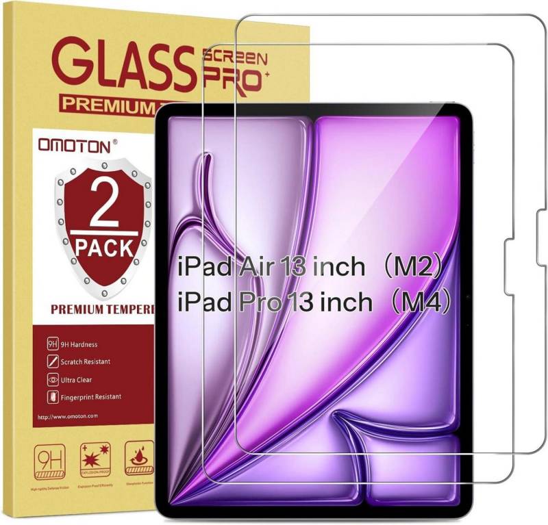 LuxusKollektion Displayschutzglas Schutzfolie iPad Pro 13 Air 13 2024 Panzer Schutzglas 2 Stück 9H Härte von LuxusKollektion