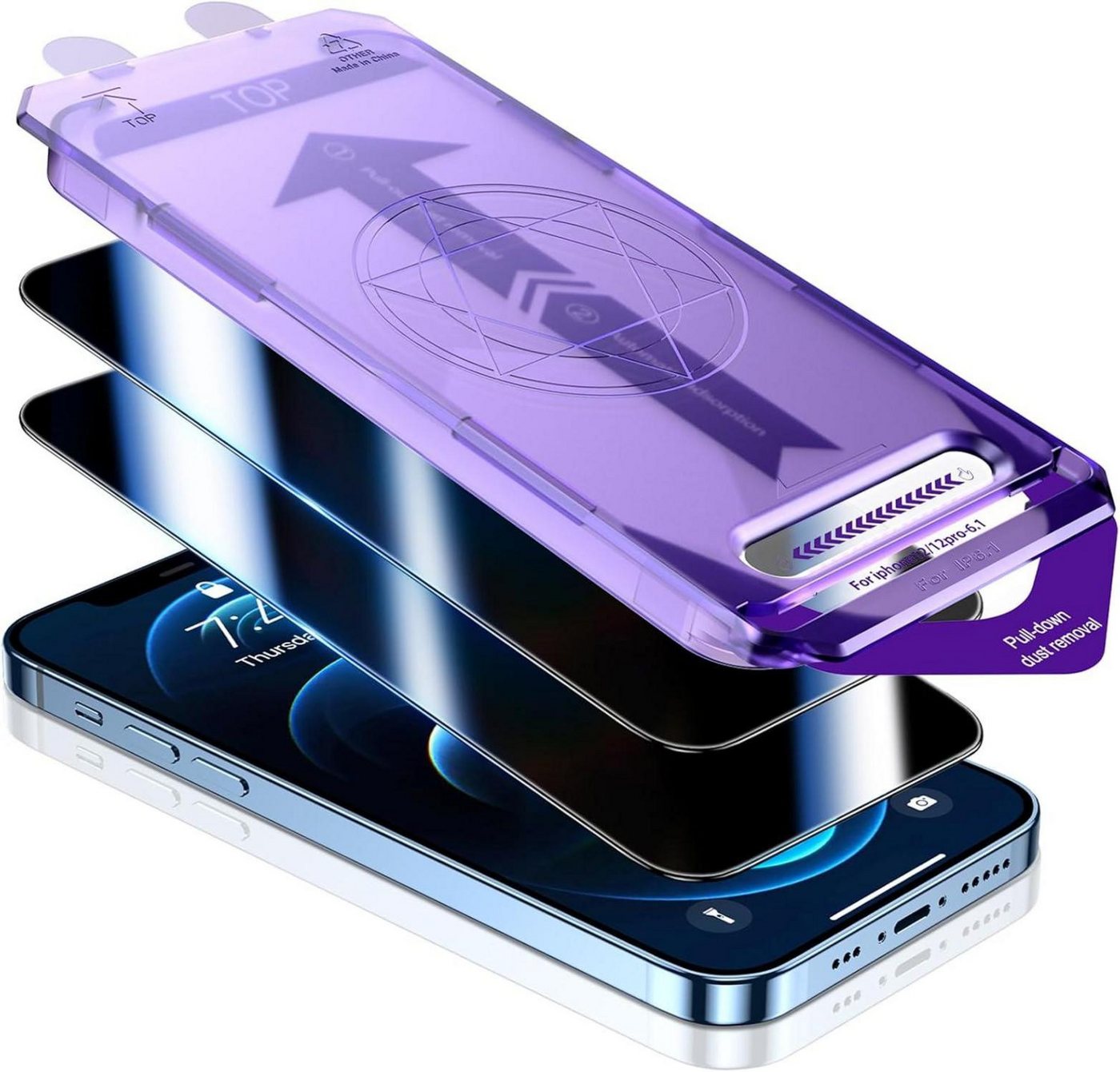 LuxusKollektion Displayschutzglas iPhone 12 Pro/12 Panzerglas Sichtschutz - Automatische von LuxusKollektion