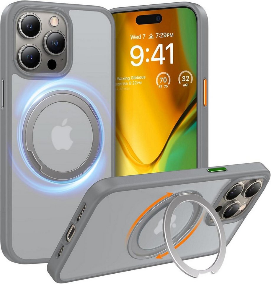 LuxusKollektion Displayschutzglas iPhone 15 Pro Hülle MagSafe Schlank Grau Ständer Stoßfest LuxusKollektion Displayschutzglas iPhone 15 Pro Hülle MagSafe Schlank Grau Ständer Stoßfest von LuxusKollektion